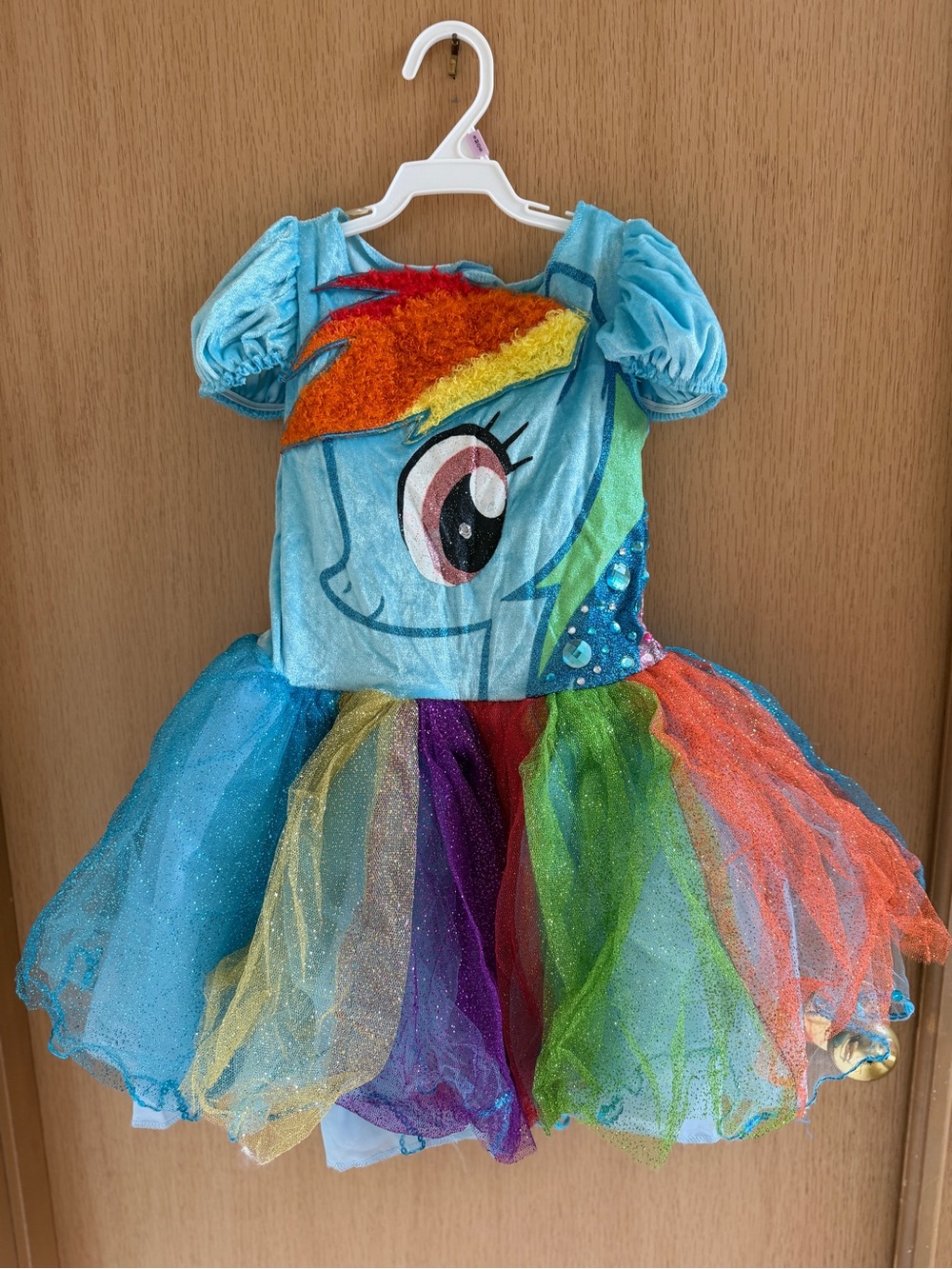 Rainbow Pony Tutu Dress Kids Costume - Blue 5-6T
